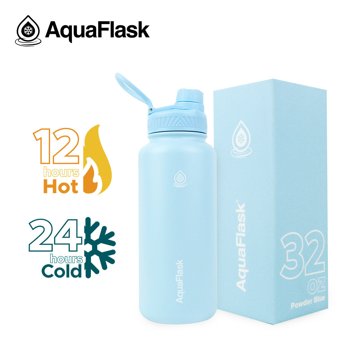 light blue Durable AquaFlask Original 32oz stainless steel bottle for active lifestyles