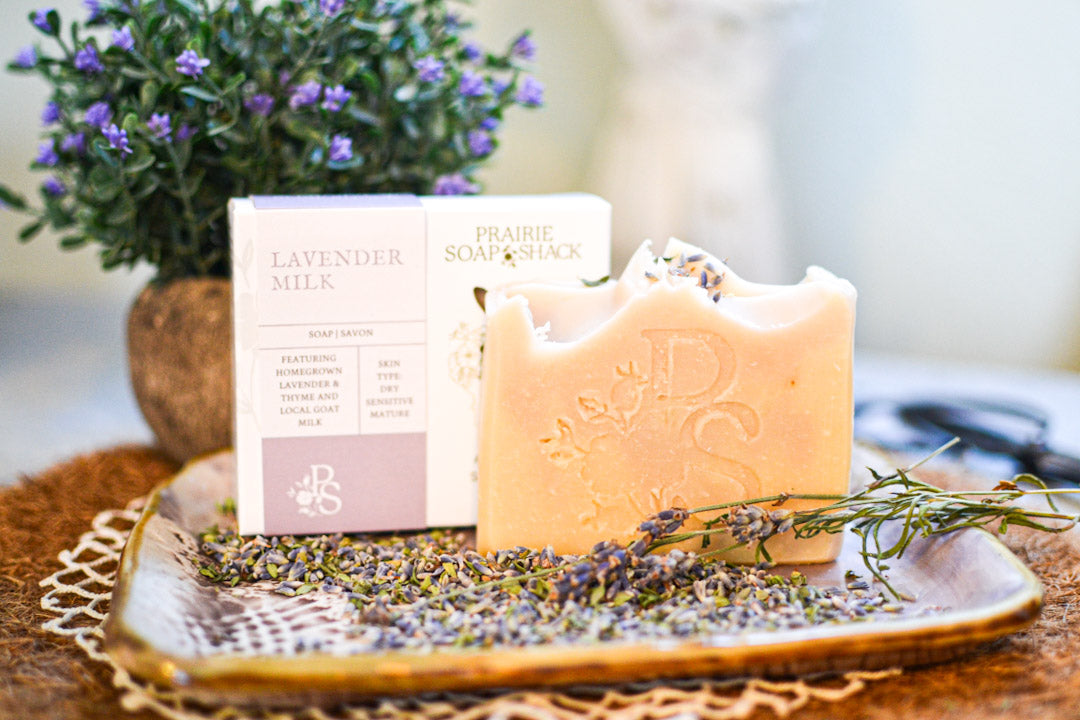 Prairie Soap Shack lavender goat milk soap for nourished, smooth and sensitive skin