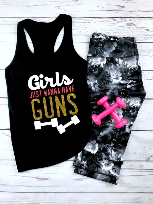 Girls Just Wanna Have Guns Racerback Tank Top