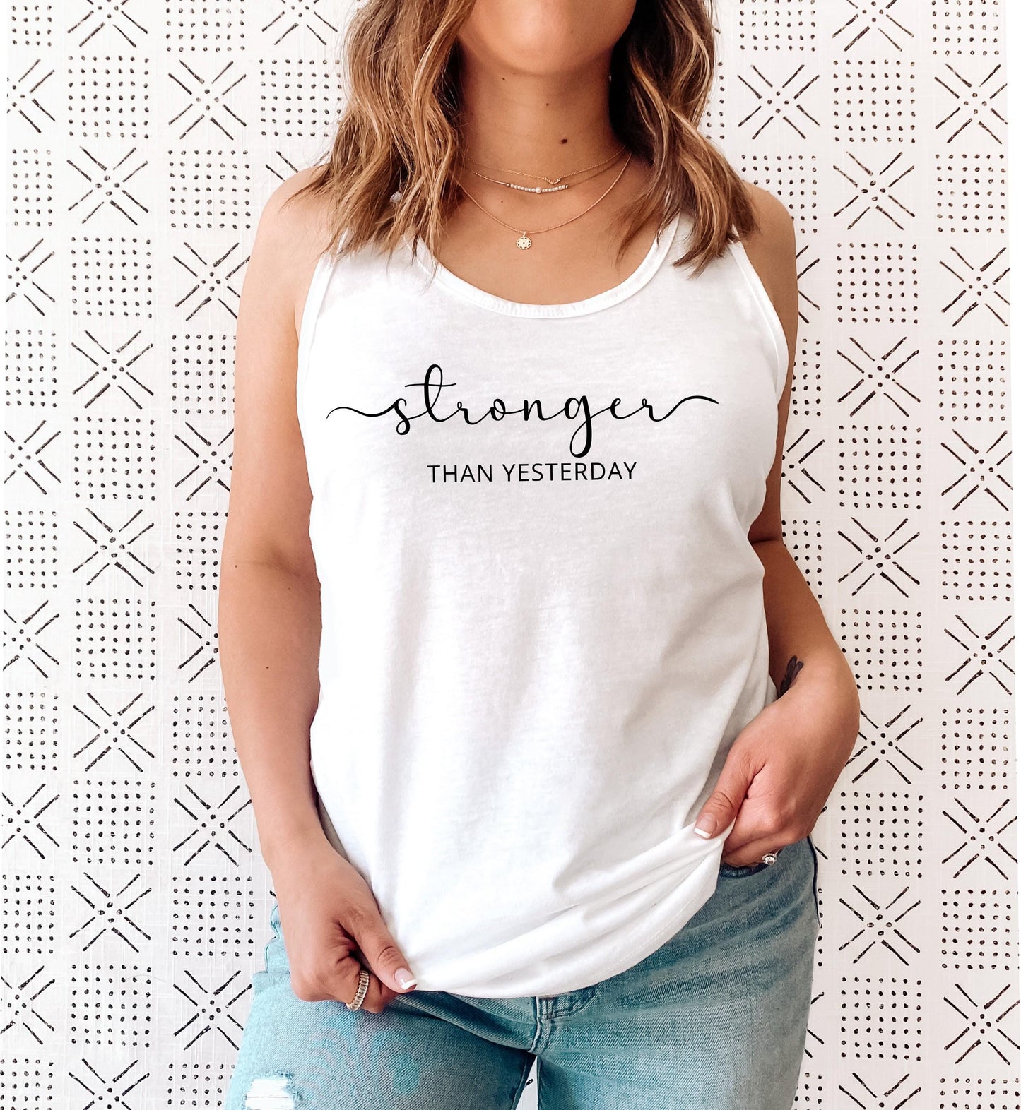 Stronger Than Yesterday Racerback Tank Top
