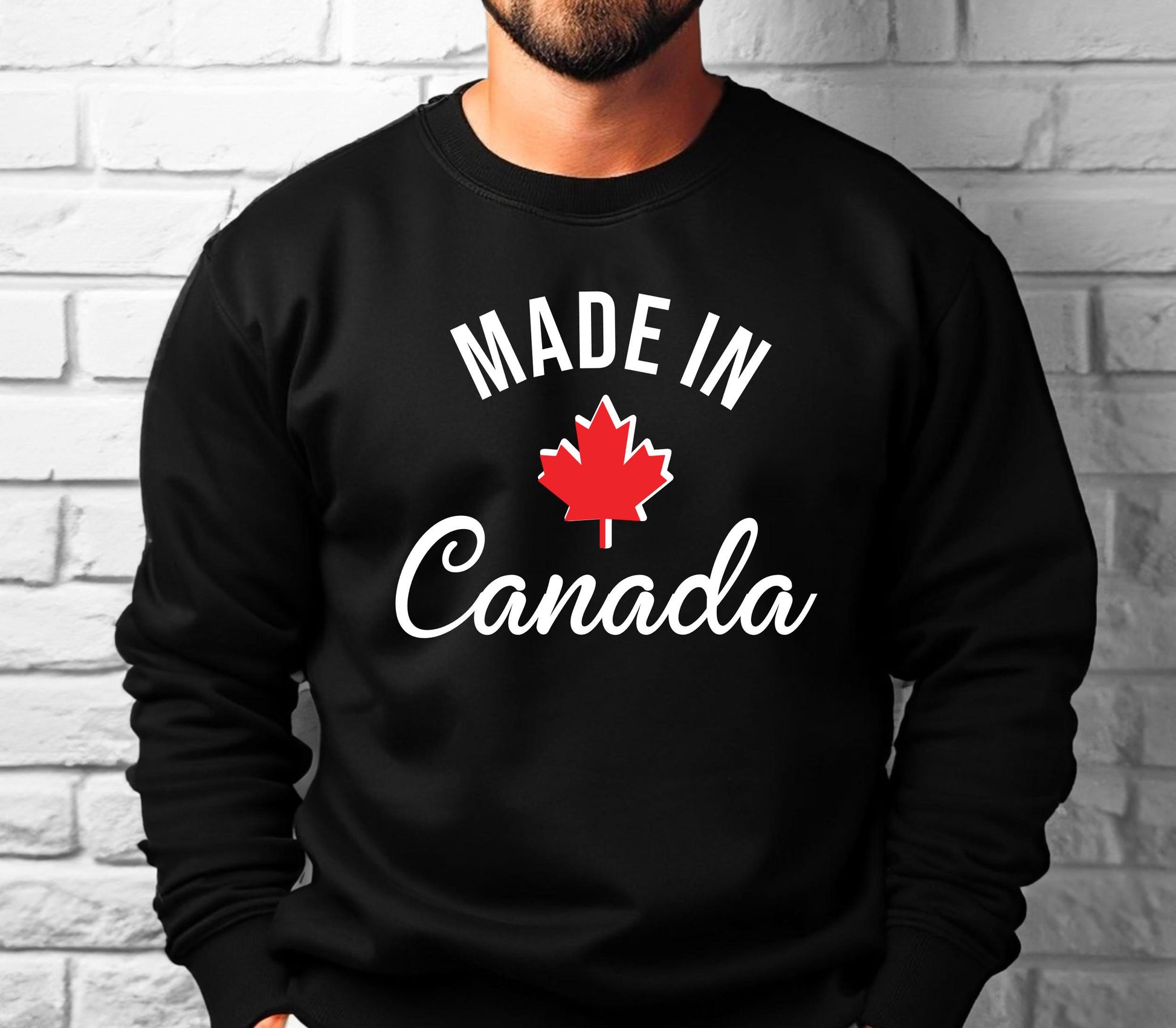 Made in Canada sweatshirt in soft cozy fleece fabric for casual everyday wear in black