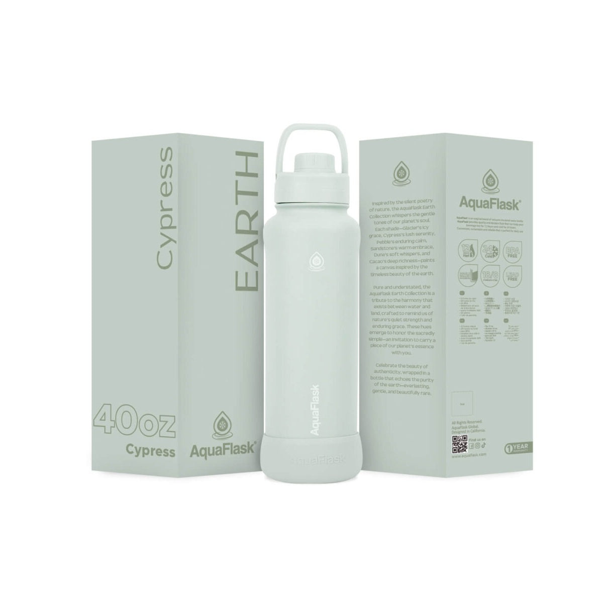 white blue Sustainable reusable AquaFlask Earth Collection water bottle in earthy colour