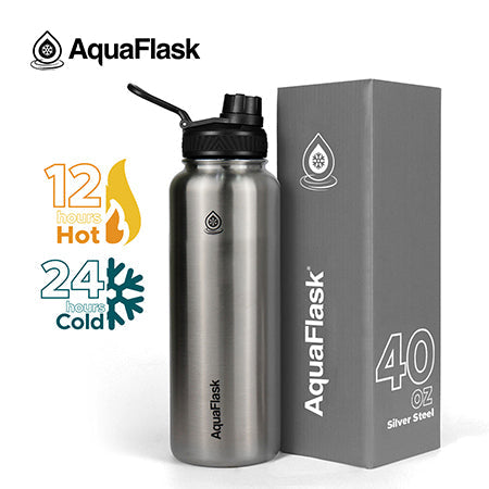silver Popular AquaFlask Original 40oz vacuum insulated stainless steel water bottle