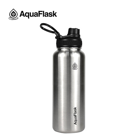 silver AquaFlask Original 40oz for hiking, camping and outdoor adventures