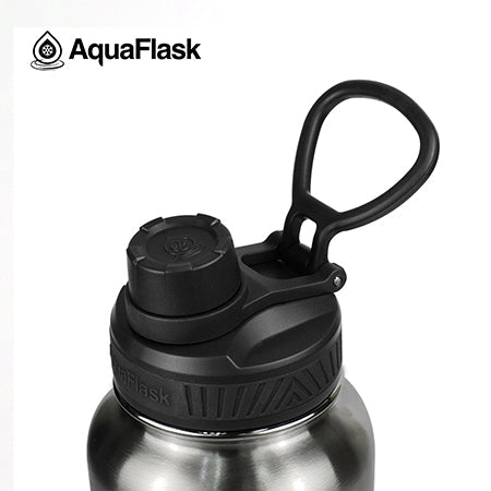 black lid AquaFlask Original 1080ml showing BPA-free stainless steel materials