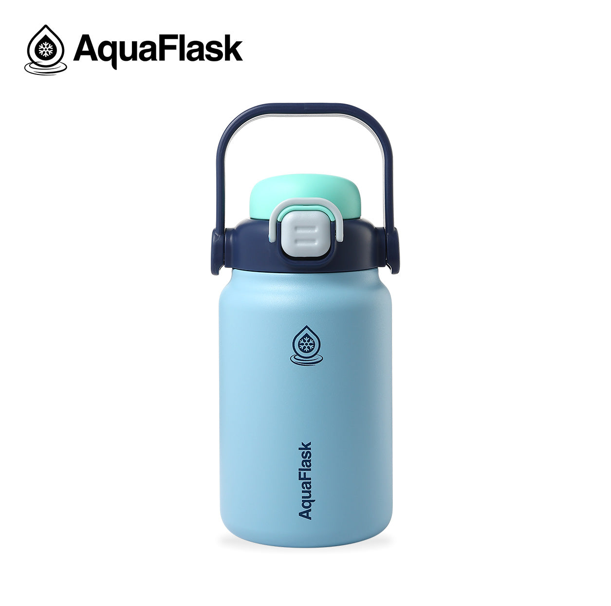 AquaFlask Jug 1.18L close-up showing handle and lid detail blue