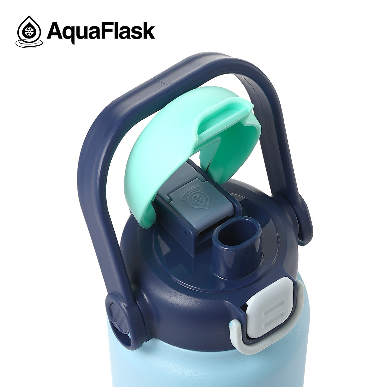 lid blue AquaFlask Jug 1.18L with wide handle for easy carrying and pouring