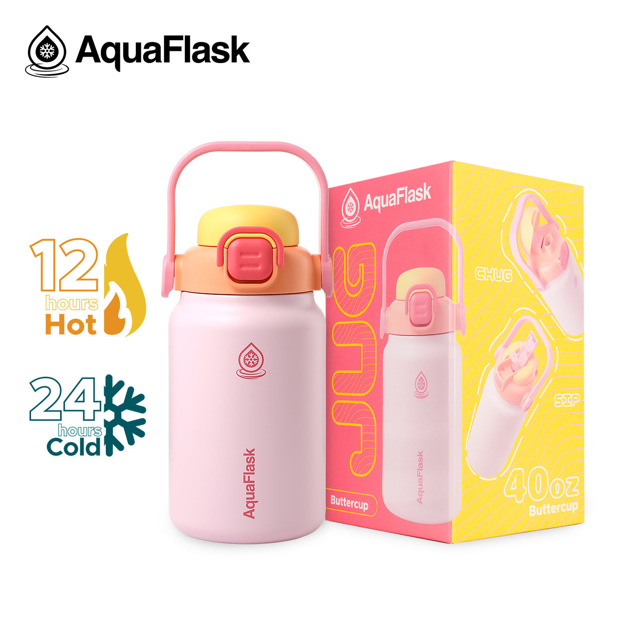 pink AquaFlask Jug 1.18L in lifestyle setting for active hydration