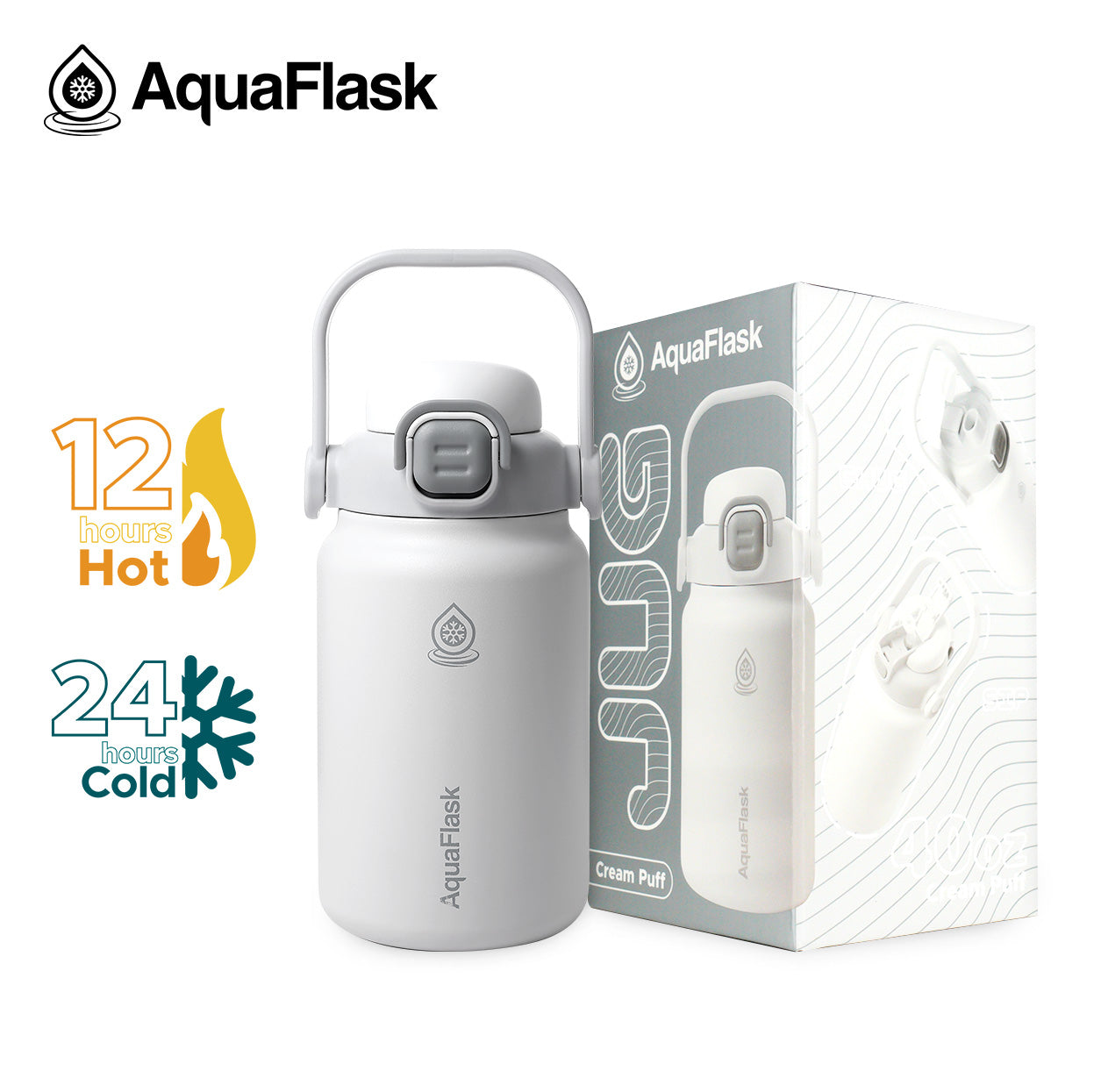 white AquaFlask Jug 40oz in bold colour lifestyle photography