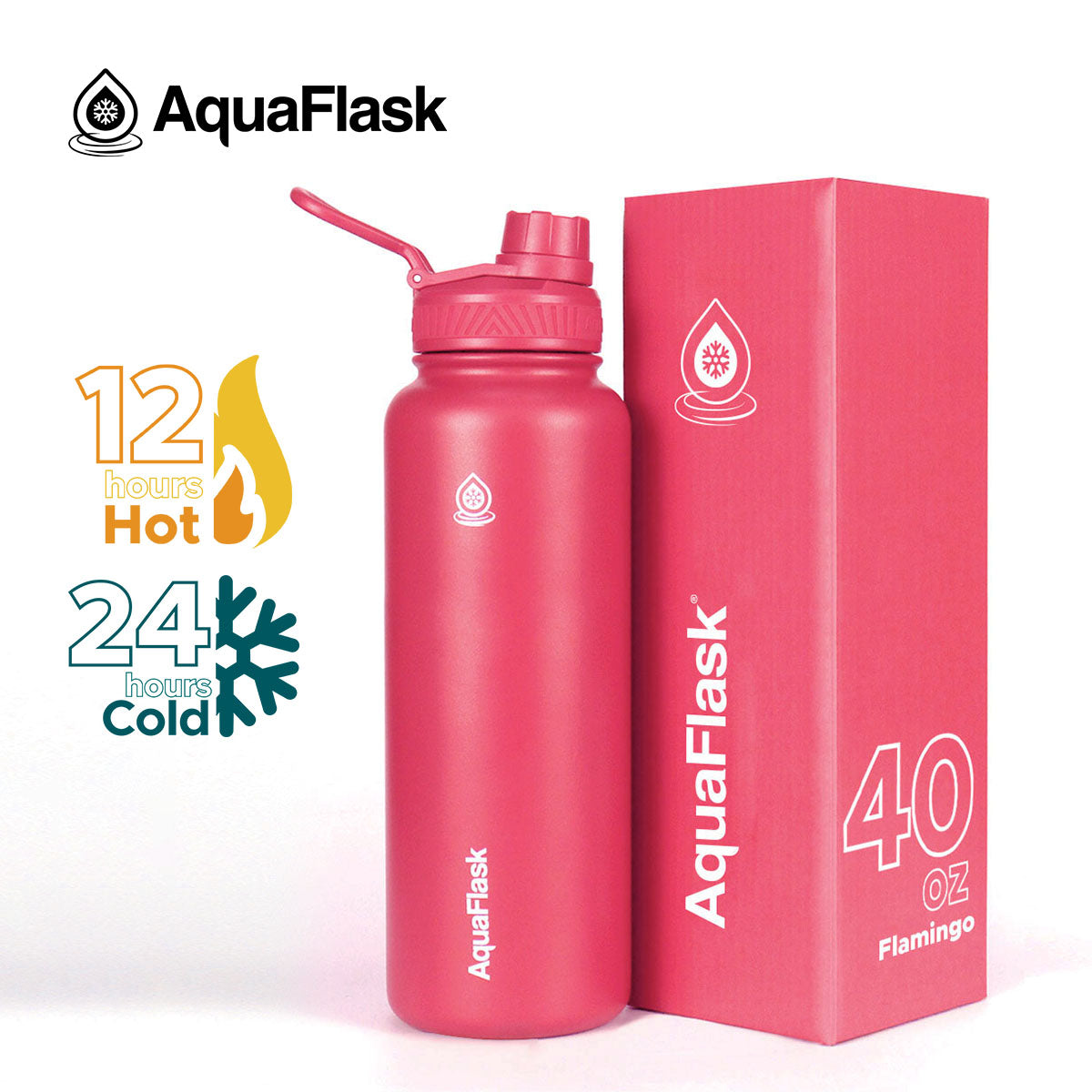 pink Reusable AquaFlask Original 40oz for gym, office and daily hydration