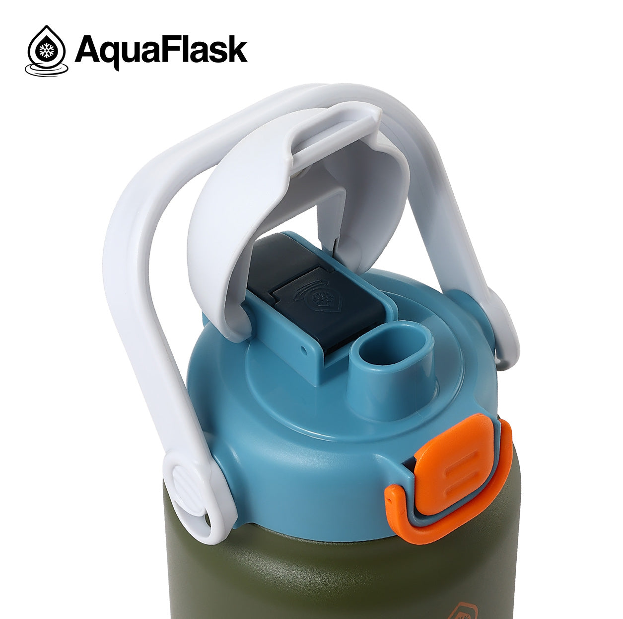 lid AquaFlask Jug 1.18L in outdoor adventure and travel setting blue