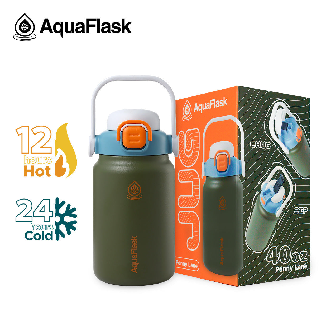 brown AquaFlask Jug 1.18L close-up showing premium stainless steel finish