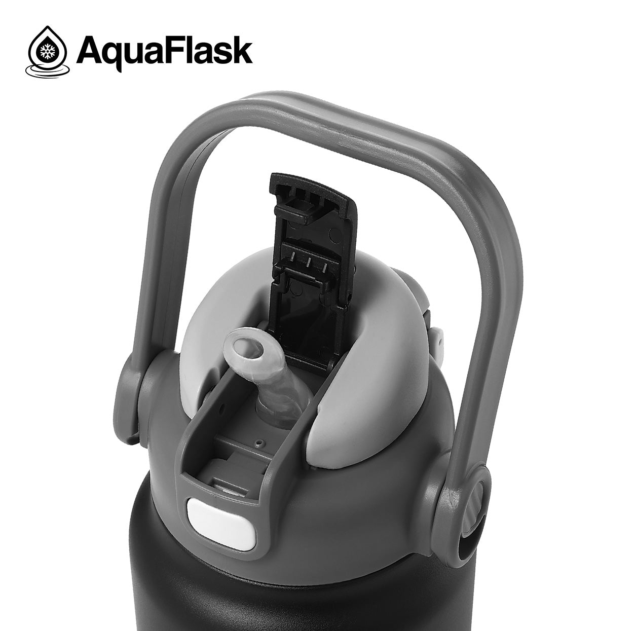 black AquaFlask Jug 1.18L showing BPA-free stainless steel materials