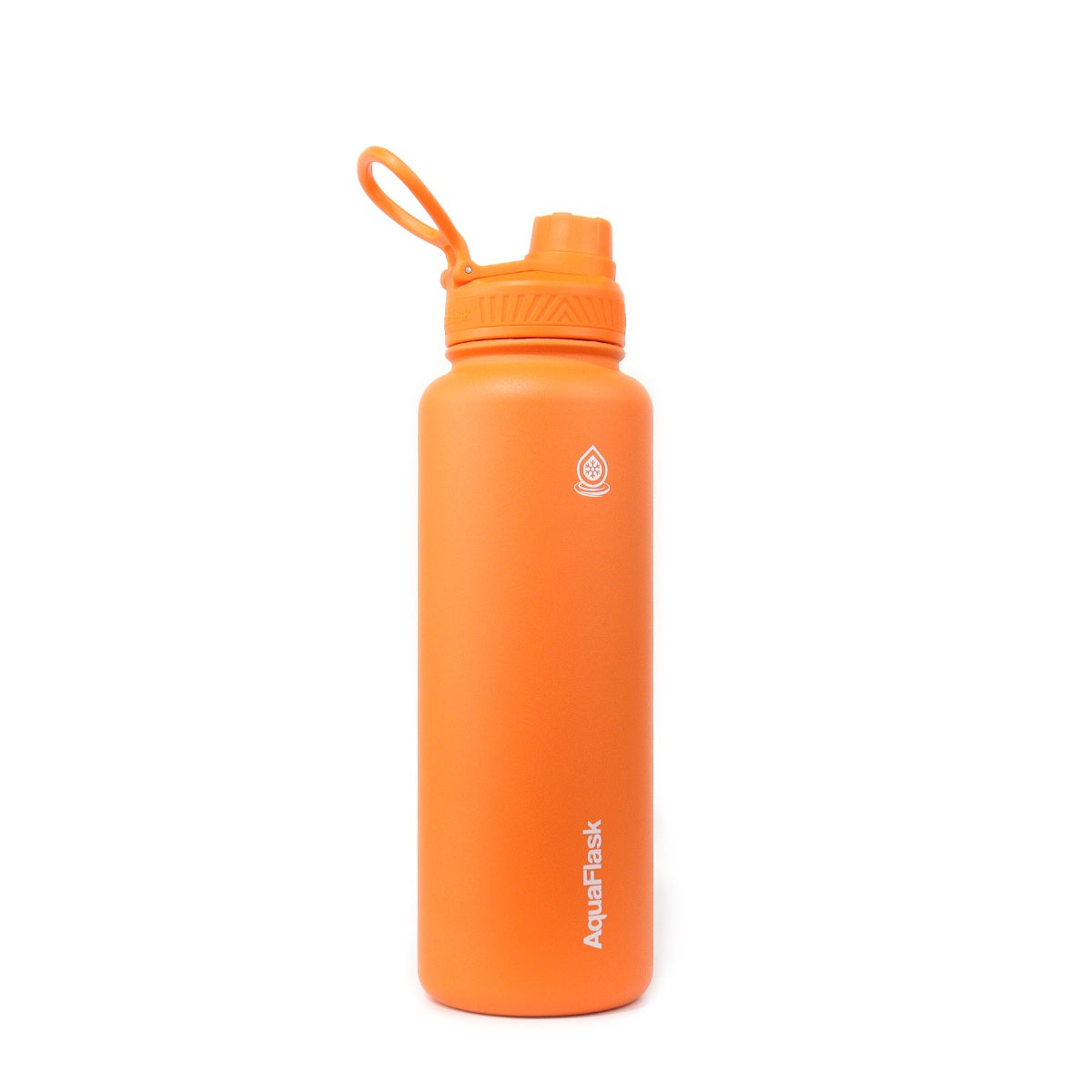 orange AquaFlask Original 1080ml showing carry handle and ergonomic grip