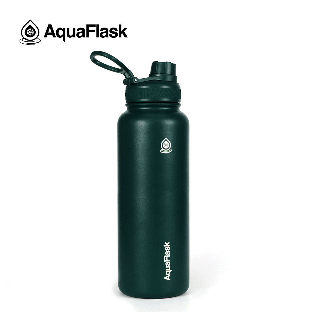 dark green AquaFlask Original 1080ml in vibrant colour close-up detail