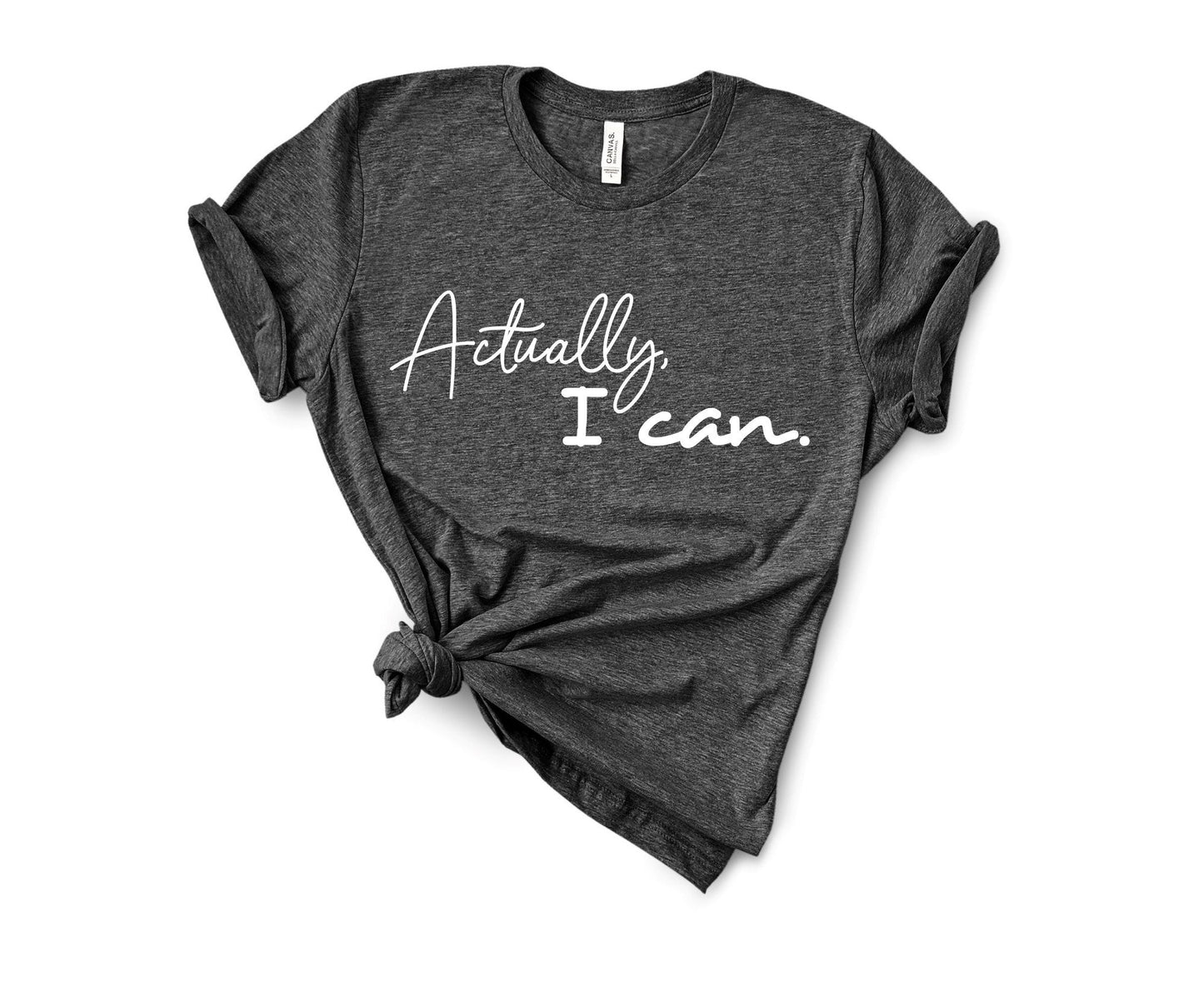 Actually I Can t-shirt in soft breathable fabric for yoga, gym and everyday wear in navy