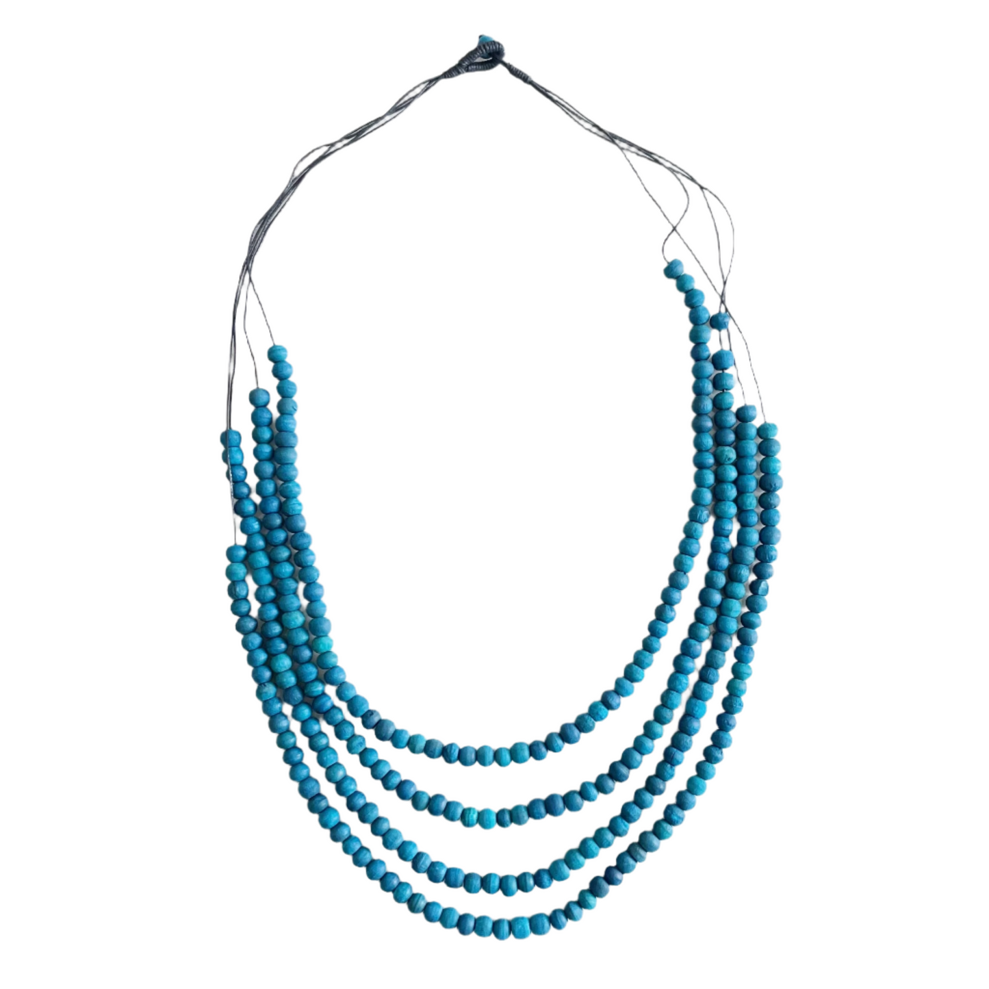 Handmade multi strand bead necklace boho statement jewelry blue