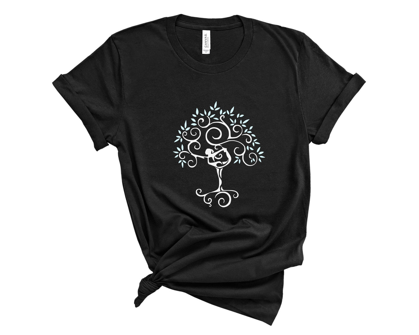 Nature-inspired women's yoga t-shirt for meditation, studio and mindful living in black