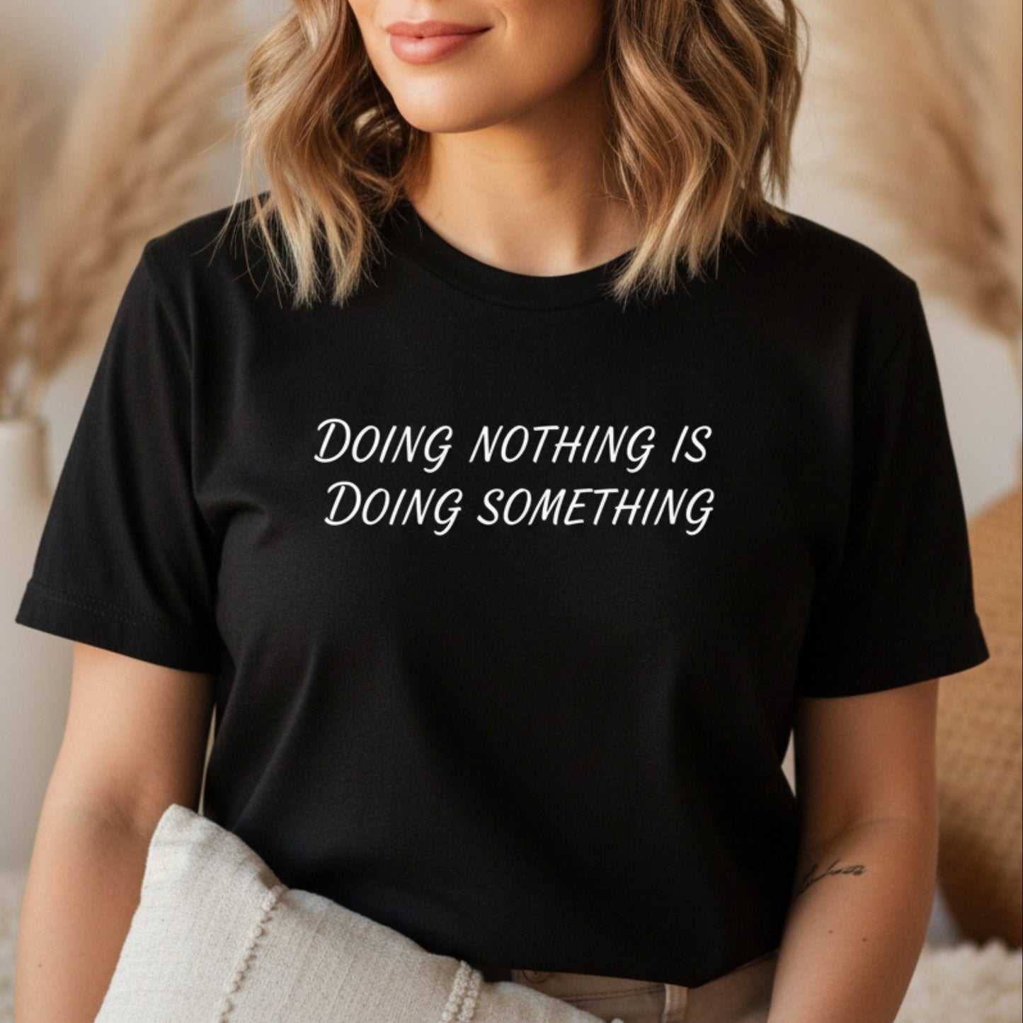 Black self-care t-shirt for women who do too much — bold HTV typography, Canadian-made, perfect burnout recovery gift