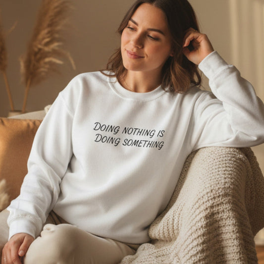 White women's self-care sweatshirt with meaningful saying — soft crewneck mindfulness gift, Best Life Apparel Canada