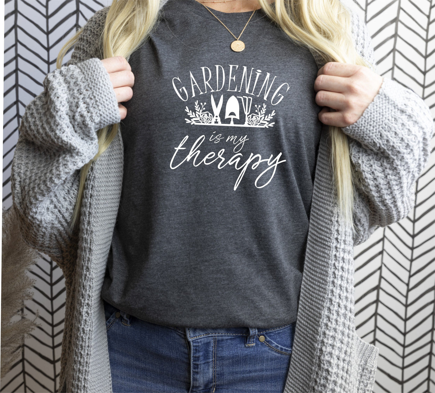 Gardening therapy t-shirt in soft breathable fabric for outdoor and casual wear in navy blue