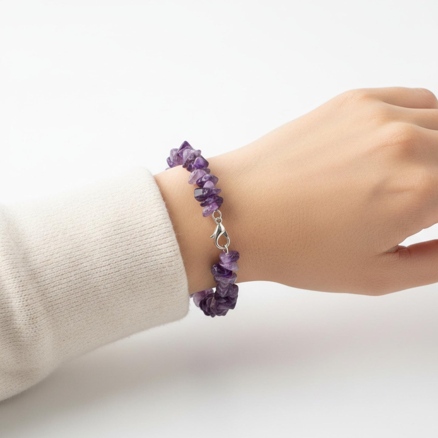 Amethyst crystal bracelet handmade to order — spiritual gemstone jewelry for intuition and intentional living