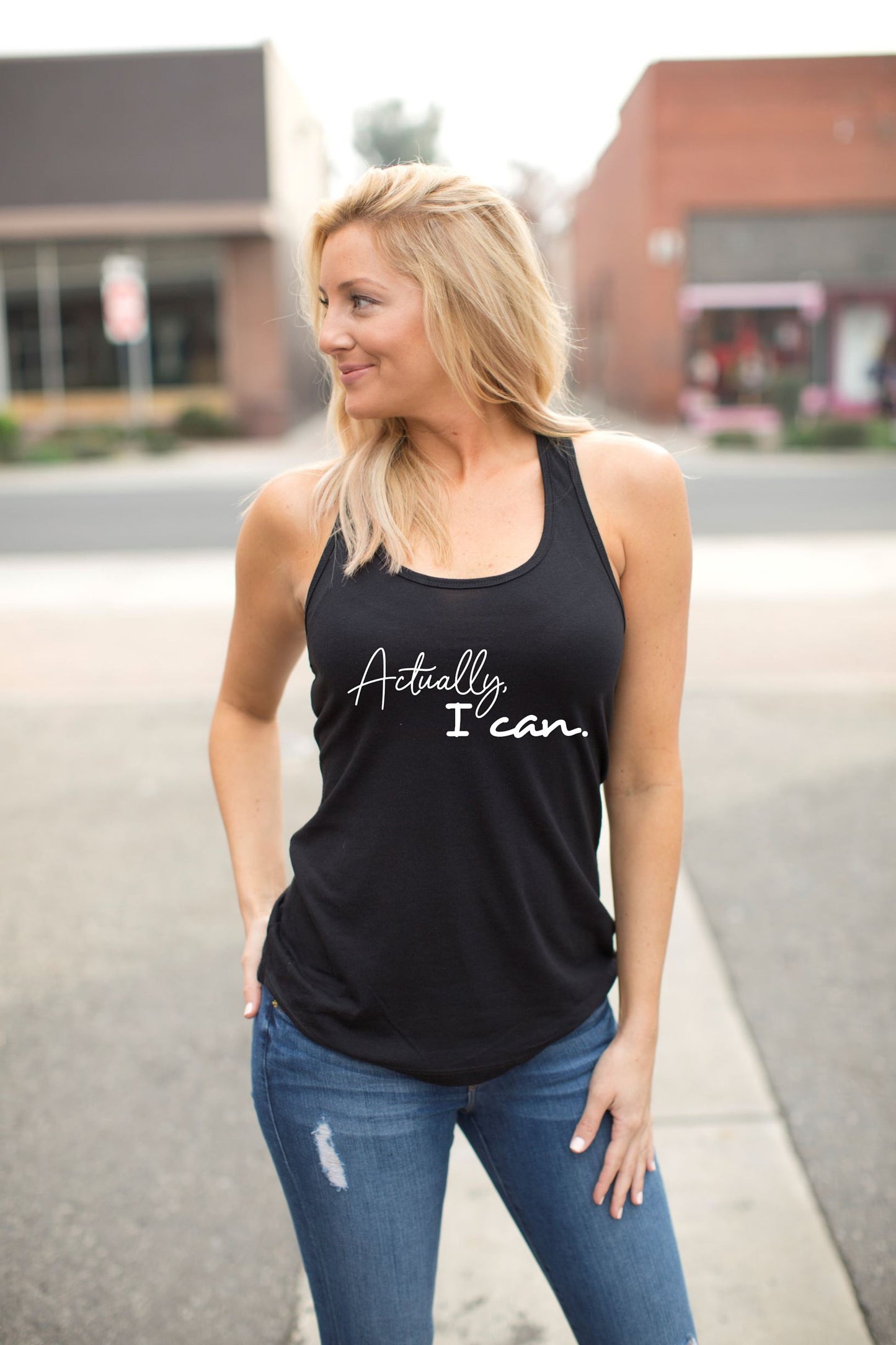 Actually I Can Racerback Tank Top