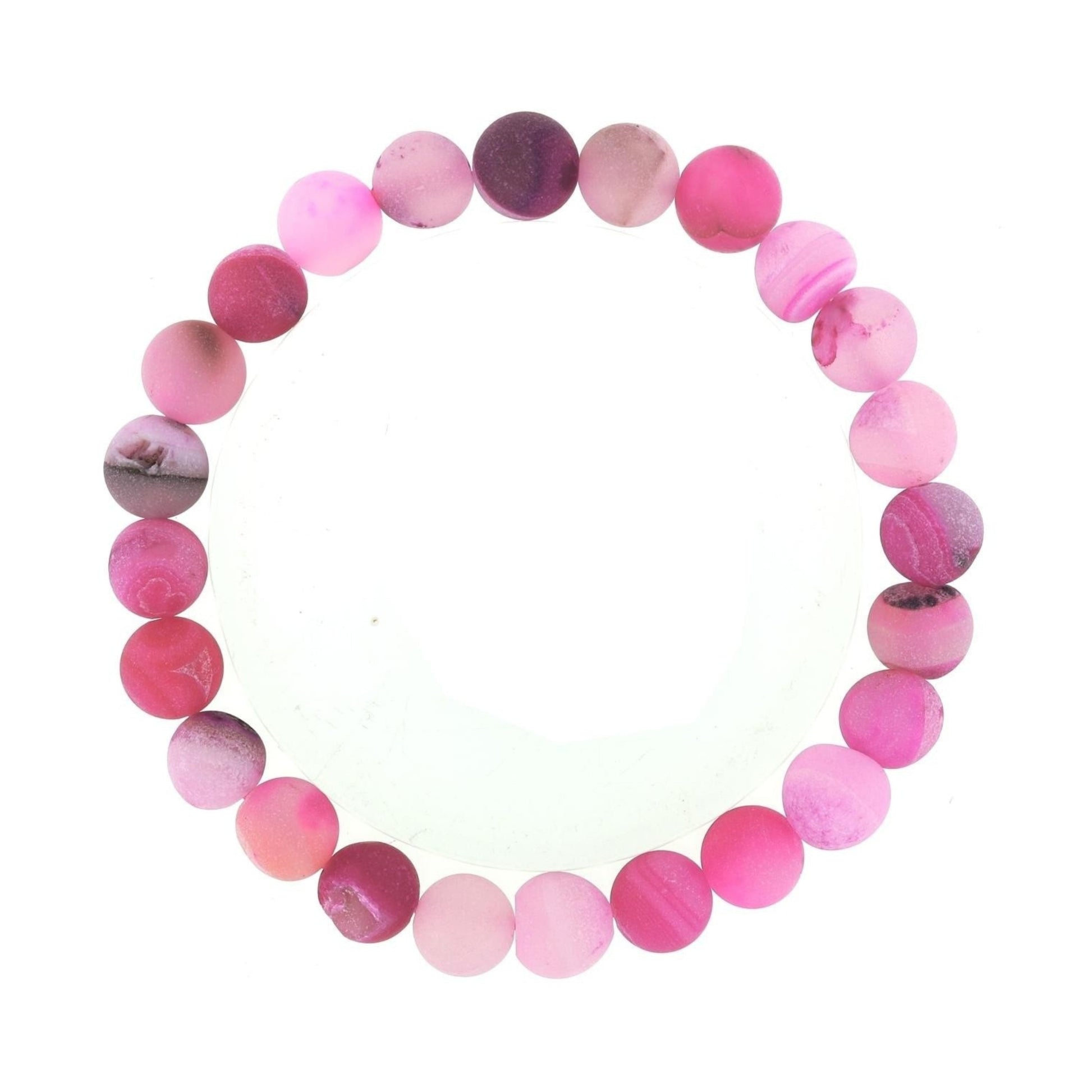 Glittering druzy agate bead bracelet for emotional balance and positivity pink