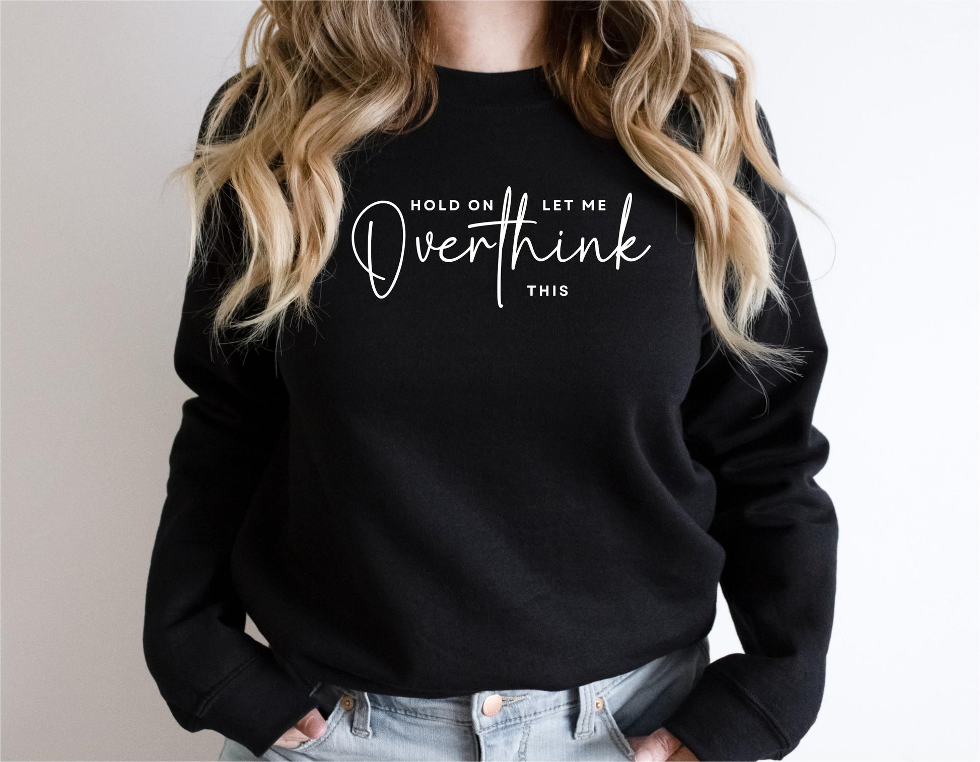 Overthink sweatshirt in soft cozy fleece fabric for casual everyday wear in black