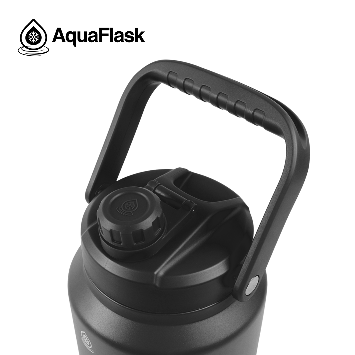 black lid Reusable AquaFlask Original 84oz for staying hydrated throughout the day