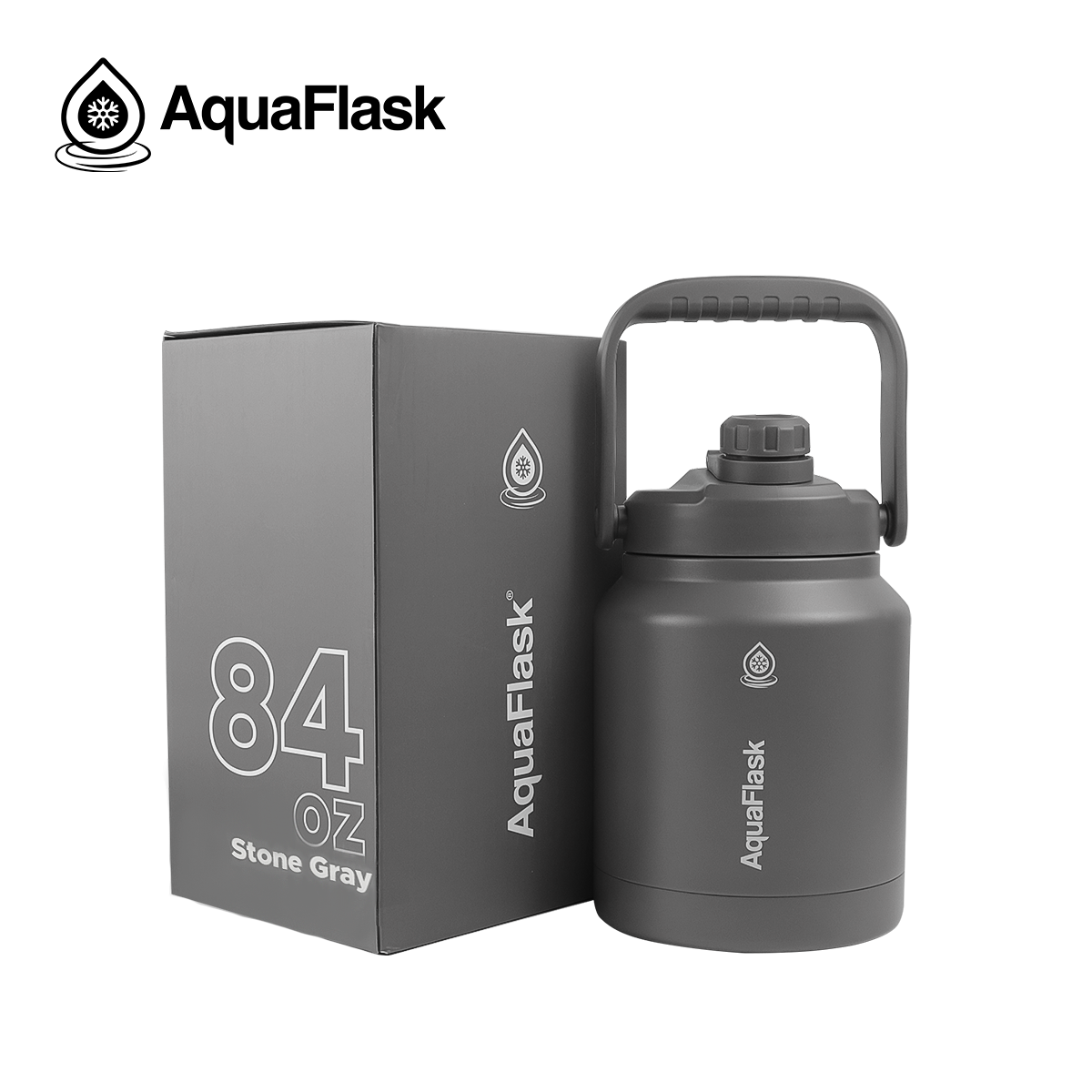 dark grey AquaFlask Original 2484ml size comparison showing large capacity