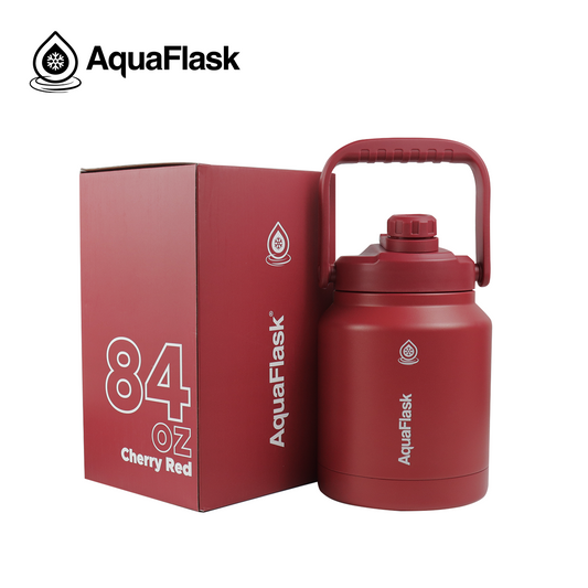 red Extra-large AquaFlask Original 84oz vacuum insulated water bottle for all-day hydration