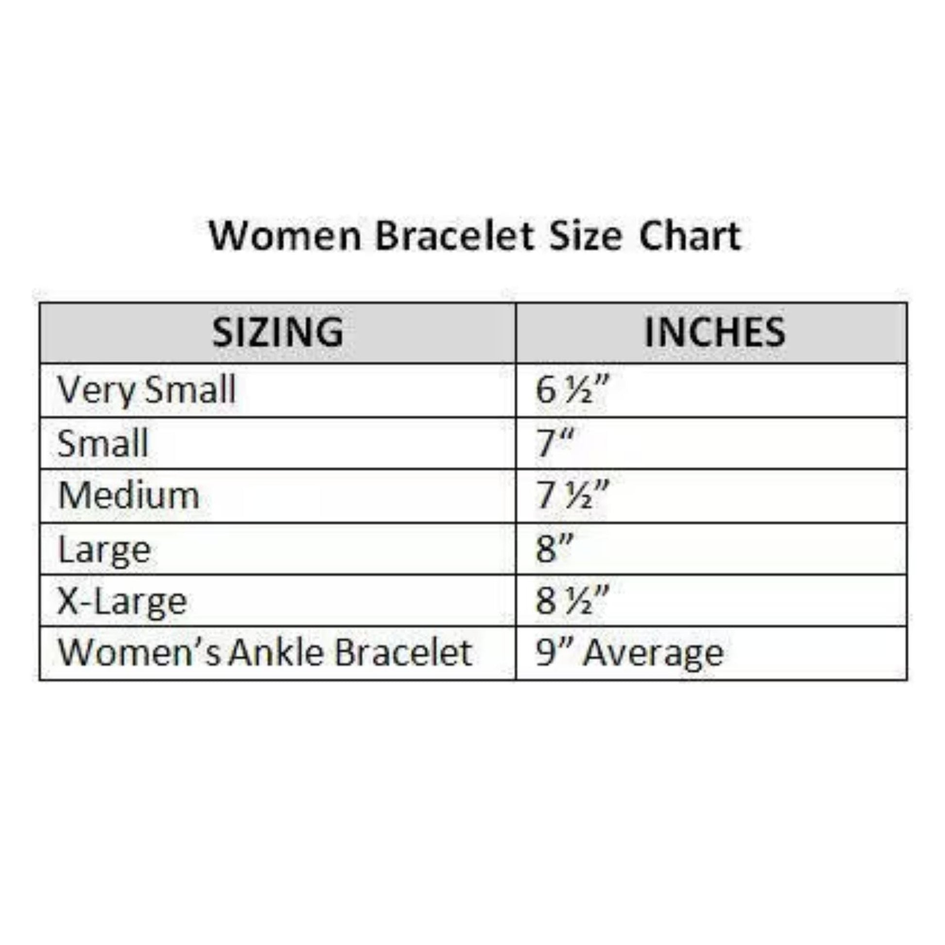 bracelet size chart