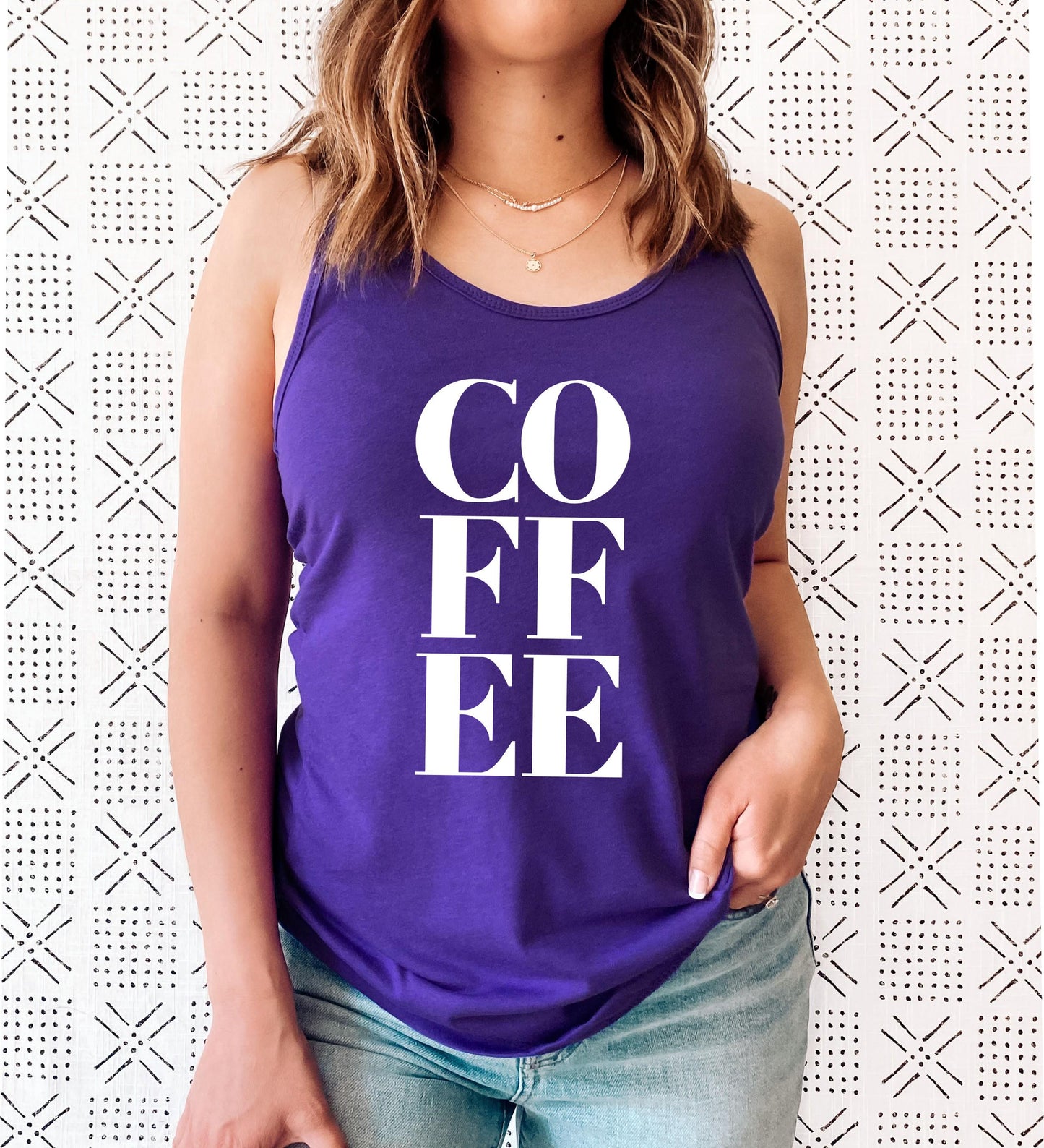 Relatable women's coffee tank top for gym, yoga and casual daily wear in purple