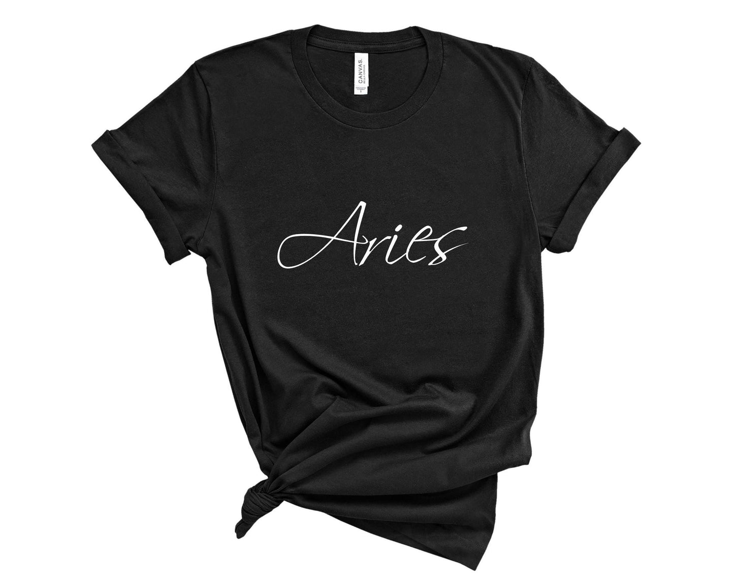 Astrology-loving women's Aries t-shirt for zodiac enthusiasts and daily wear in black