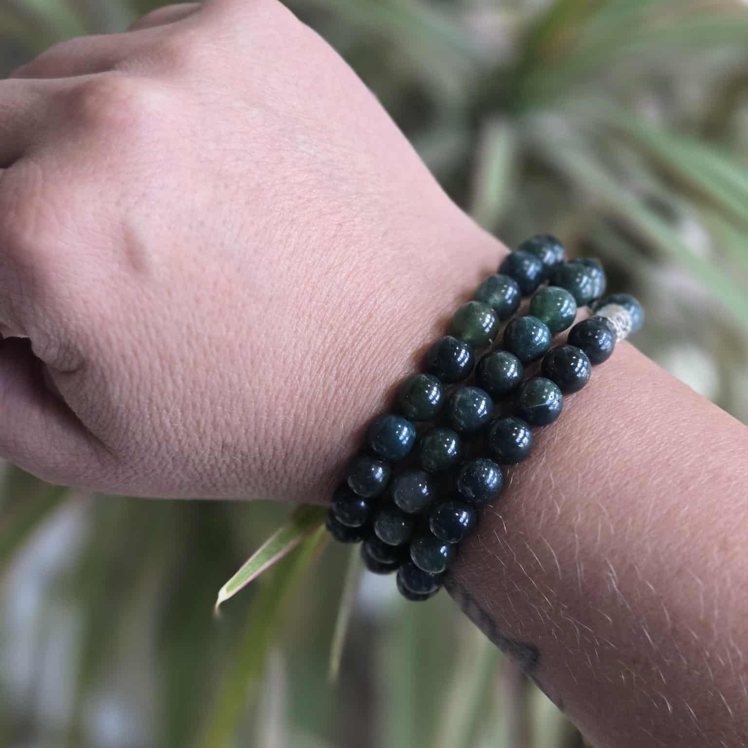 Moss Agate healing gemstone bracelet — growth and abundance crystal bracelet, gift for her