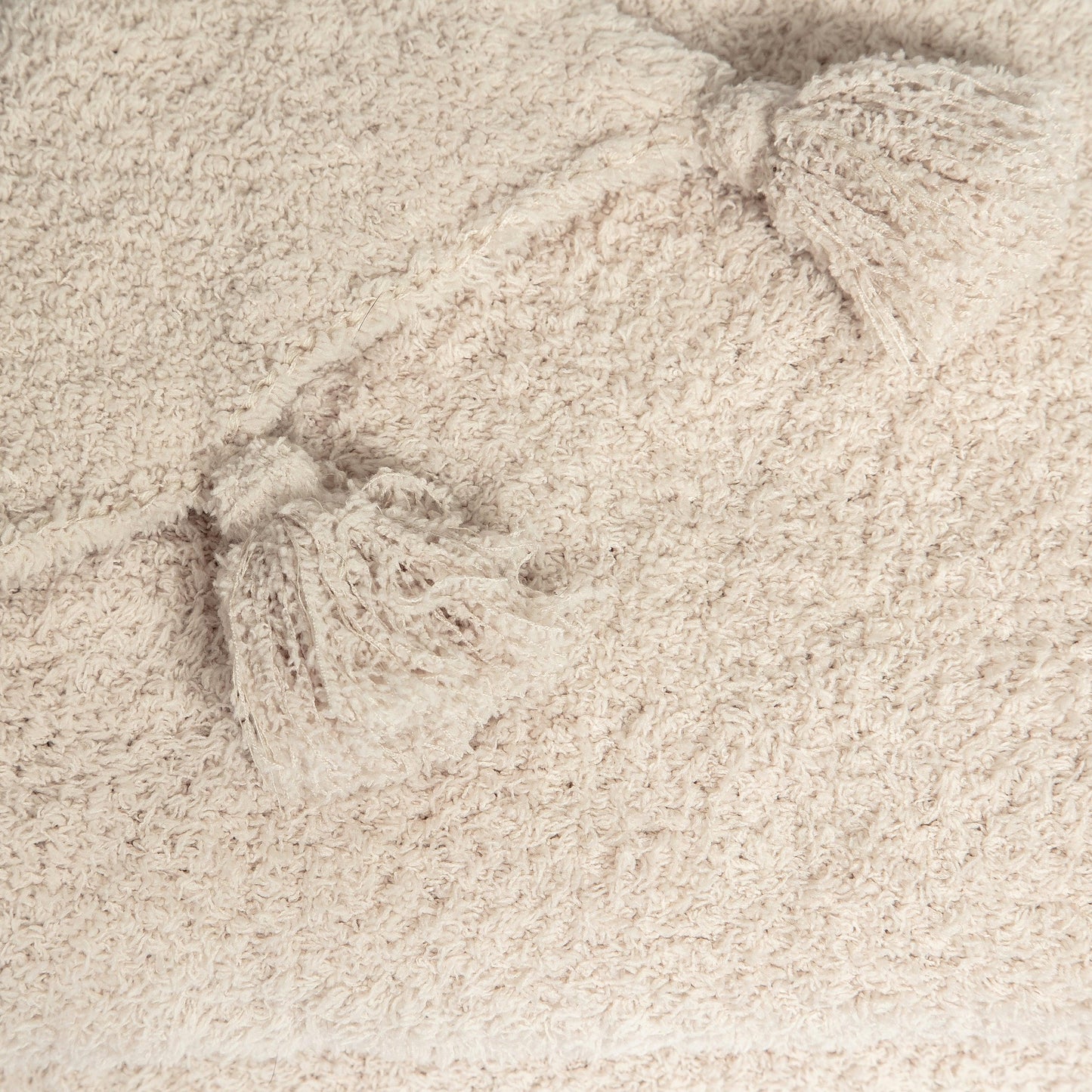 Blushing Beige Extended Throw Blanket — Double Layer Plush with Tassels