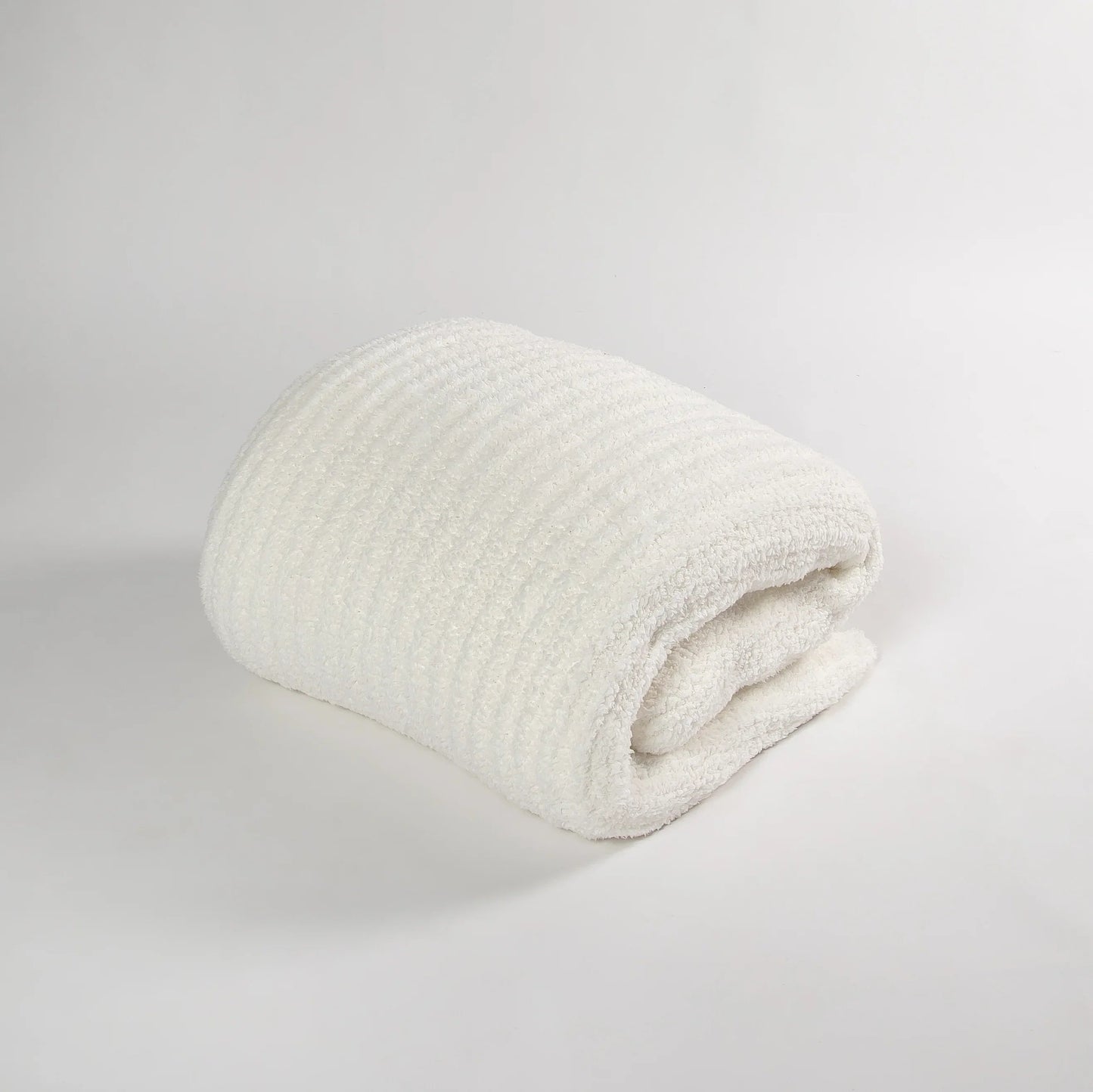 White Ribbed King Bed Blanket — Luxury Plush