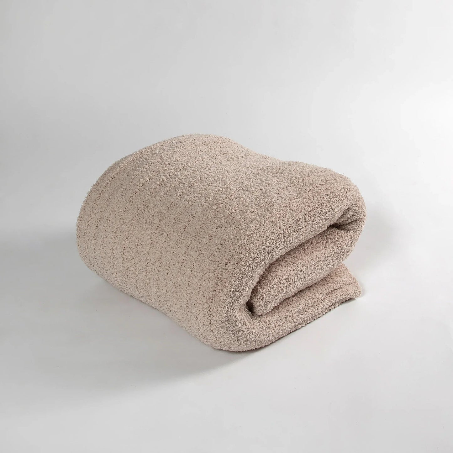 Blushing Beige Ribbed King Bed Blanket — Luxury Plush
