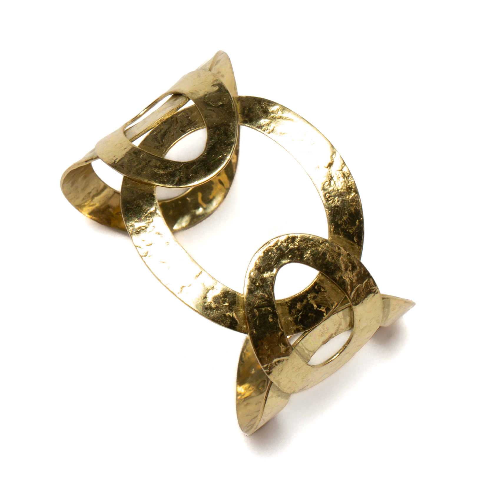 Handmade gold oval link cuff bracelet boho style