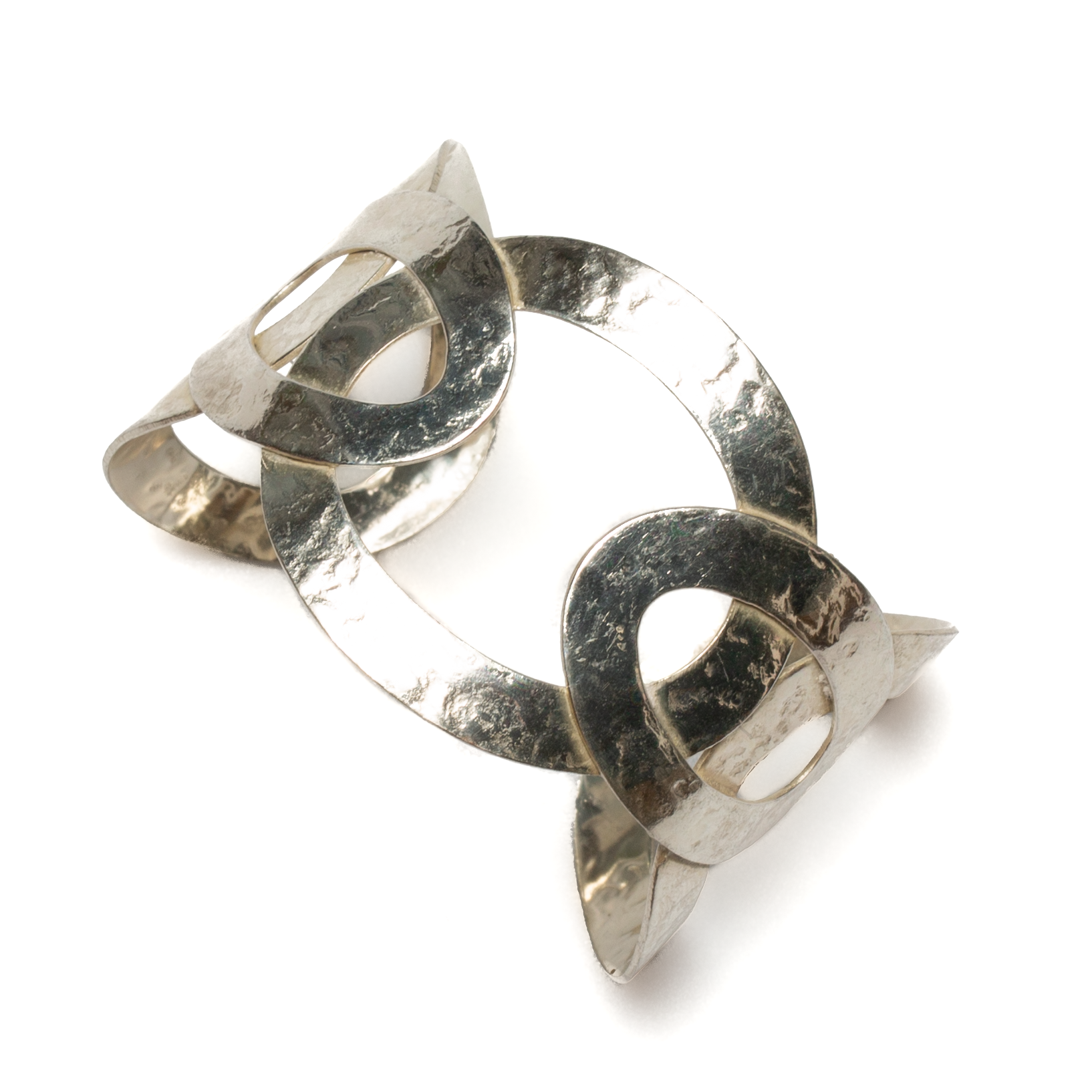 Handmade silver oval link cuff bracelet boho style