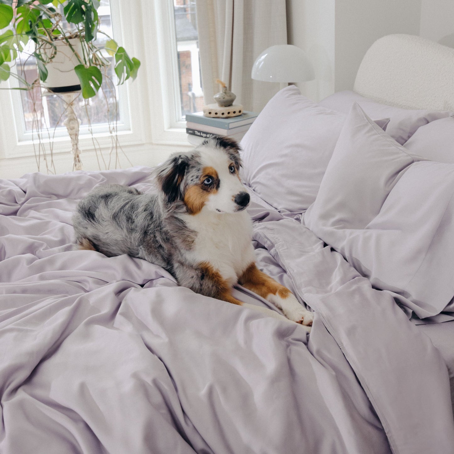 Bamboo sateen duvet cover set in Misty Lilac — luxury bedding by Aeptom Home