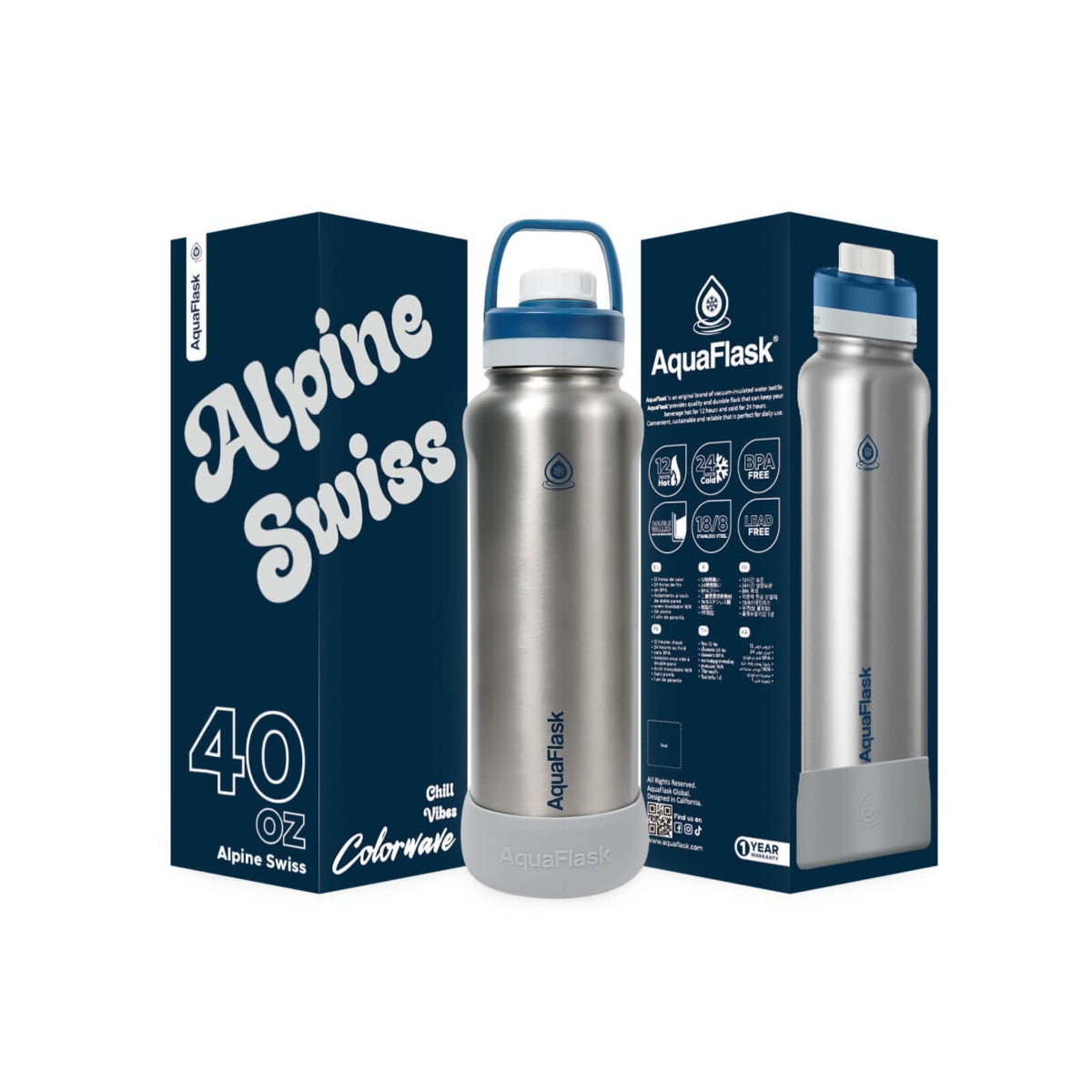alpine swiss AquaFlask Colorwave 40oz tumbler keeping drinks hot and cold all day