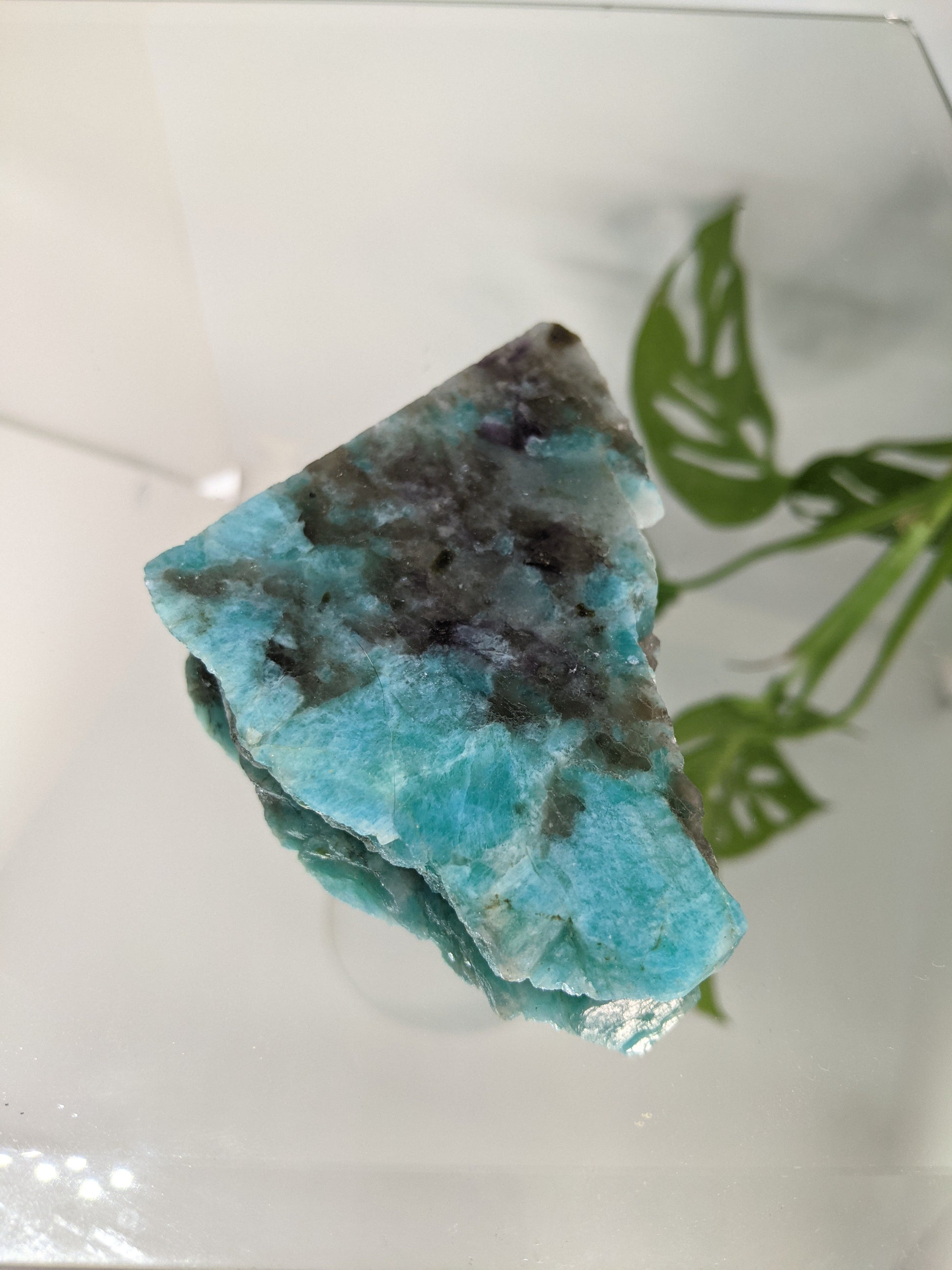 Calming and truth-enhancing amazonite slab for communication, hope and emotional balance