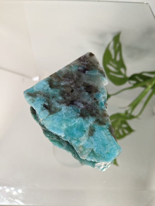 Calming and truth-enhancing amazonite slab for communication, hope and emotional balance
