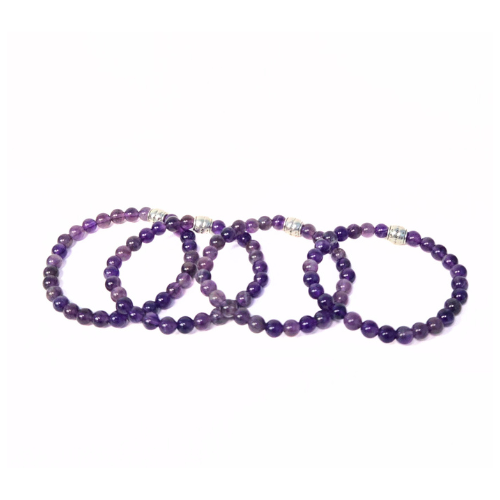 Amethyst gemstone bracelet — Stone of Higher Self, crown and third eye chakra crystal bracelet