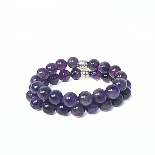 Amethyst gemstone bracelet from Red Deer crystal shop — mindfulness gift for her