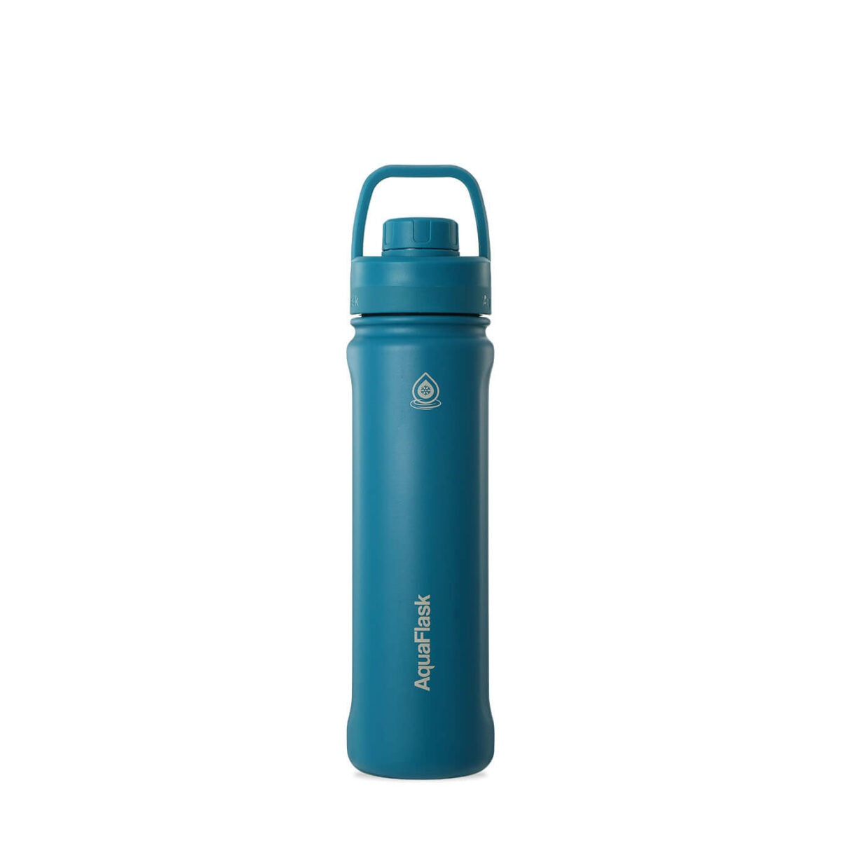 blue AquaFlask Sports 22oz sports lid close-up for fast easy drinking on the go