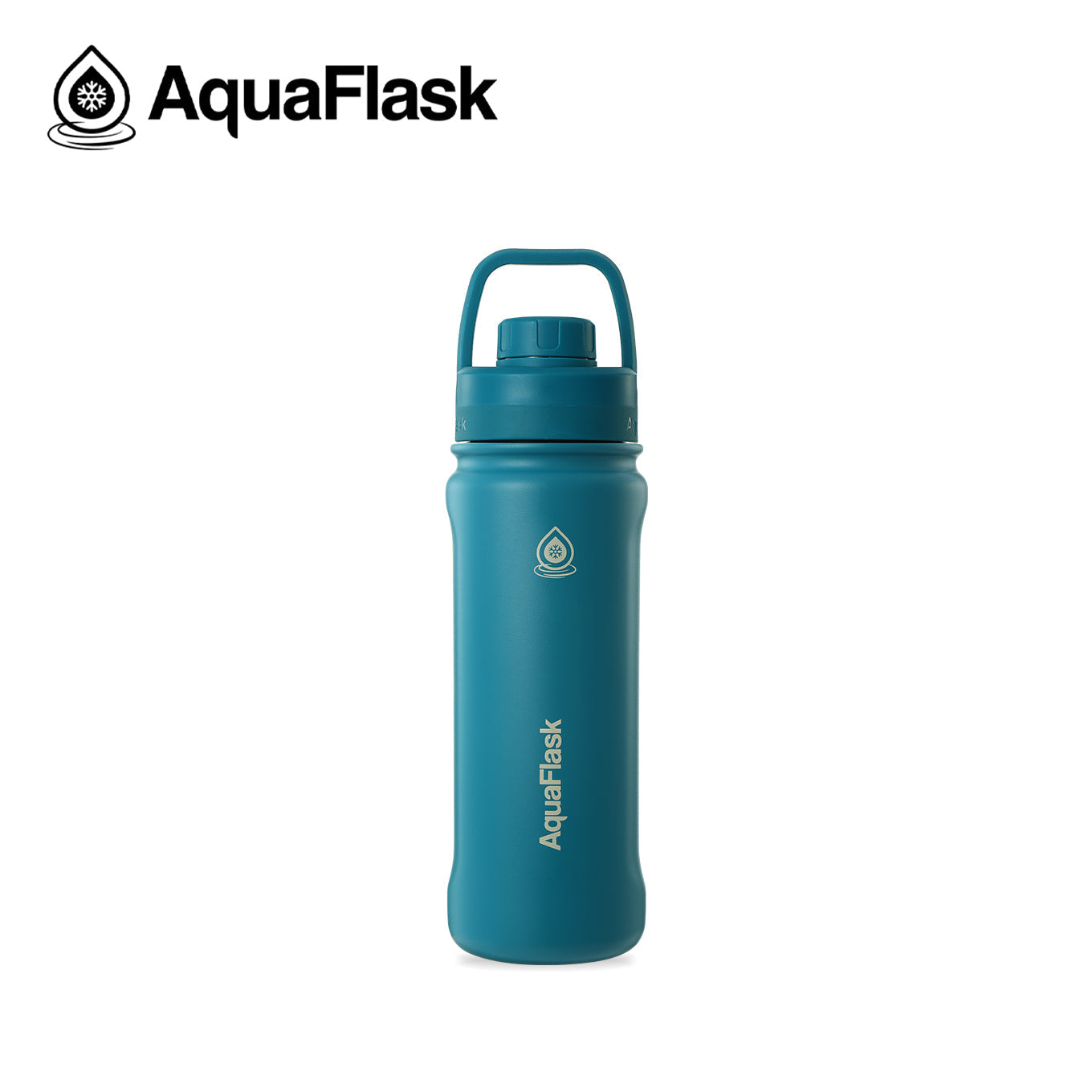 blue AquaFlask Original 530ml showing BPA-free and eco-friendly materials