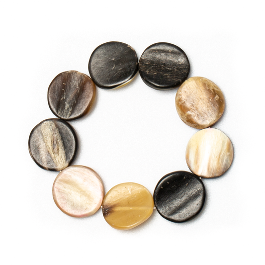 Natural horn disc bracelet Bali handmade ethical boho jewelry